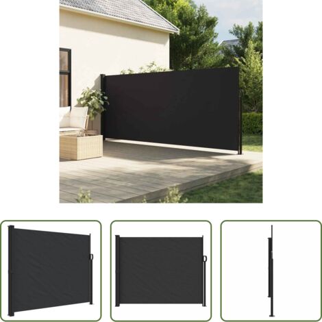 Tenda da sole retrattile -  Tenda da Sole Laterale Retrattile Nera 160x600 cm