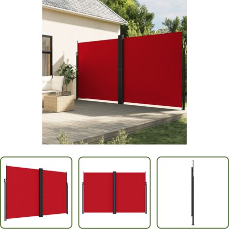 Tenda da sole retrattile -  Tenda da Sole Laterale Retrattile Rossa 220x1200 cm