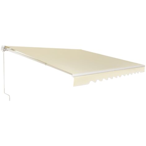 Tenda da sole retrattile, Tenda in alluminio con manovella e poliestere impermeabile, Beige