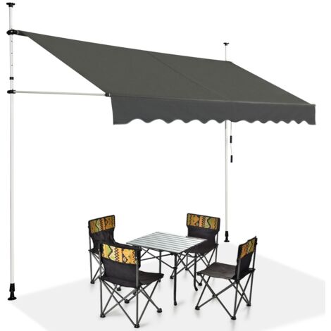Tenda da sole telescopica e retrattile, Tenda parasole resistente ai raggi UV impermeabile 300 x 120 cm Grigio