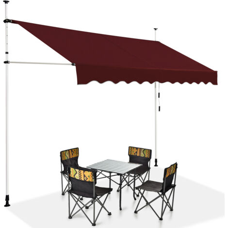 Tenda da sole telescopica e retrattile, Tenda parasole resistente ai raggi UV impermeabile 300 x 120 cm Rosso