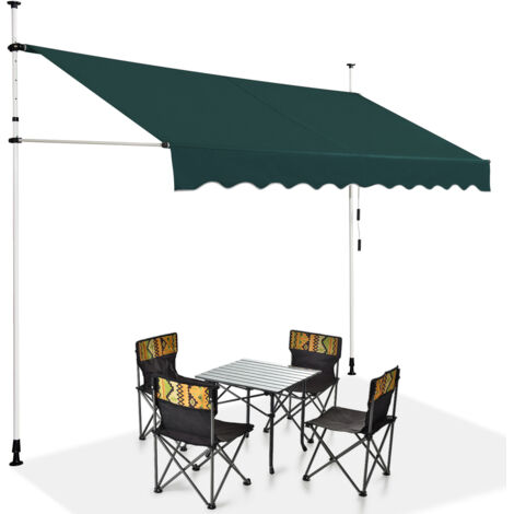 Tenda da sole telescopica e retrattile, Tenda parasole resistente ai raggi UV impermeabile 300 x 120 cm Verde