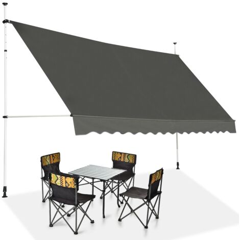 Tenda da sole telescopica e retrattile, Tenda parasole resistente ai raggi UV impermeabile 395 x 120 cm Grigio
