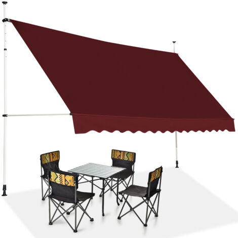 Tenda da sole telescopica e retrattile, Tenda parasole resistente ai raggi UV impermeabile 395 x 120 cm Rosso