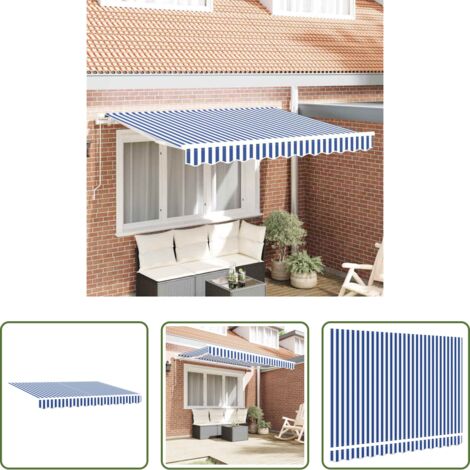 Tenda da sole -  Telo di ricambio per tenda da sole Blu e Bianco 3 x 2 m