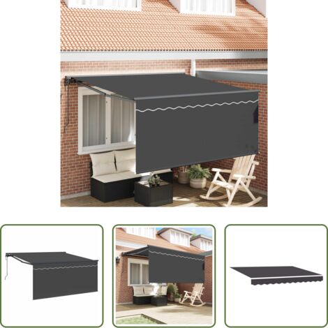 Tenda da sole -  Tenda Retrattile Antracite 350 x 250 cm Poliestere e Alluminio
