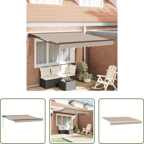 Tenda da sole -  Tenda Retrattile Beige 350 x 250 cm Alluminio e Tessuto
