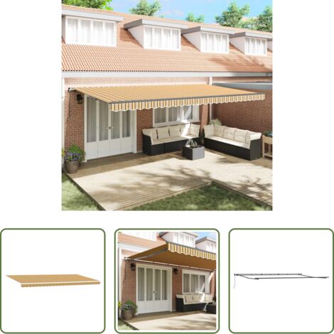Tenda da sole -  Tenda Retrattile Multicolore 600 × 350 cm Poliestere e Acciaio
