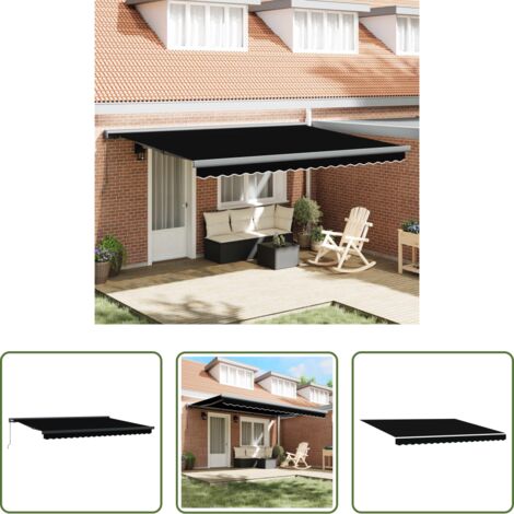 Tenda da sole -  Tenda Retrattile Nero 4 × 3 m Tela e Alluminio