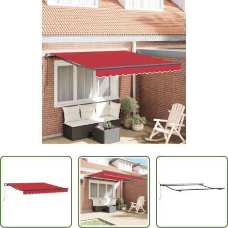 Tenda da Sole -  Tenda Retrattile Rosso 300 x 250 cm Poliestere e Acciaio