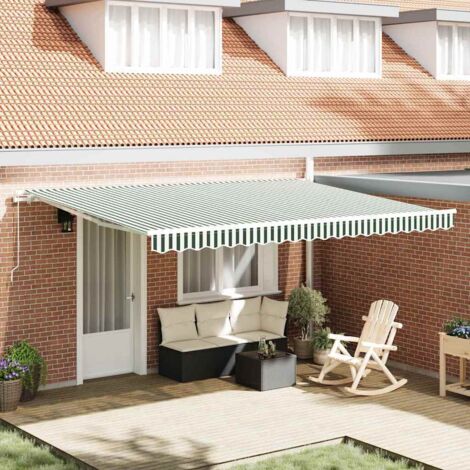 Tenda da Sole Verde e bianco 4,5 × 3 m Poliestere e metallo vidaXL