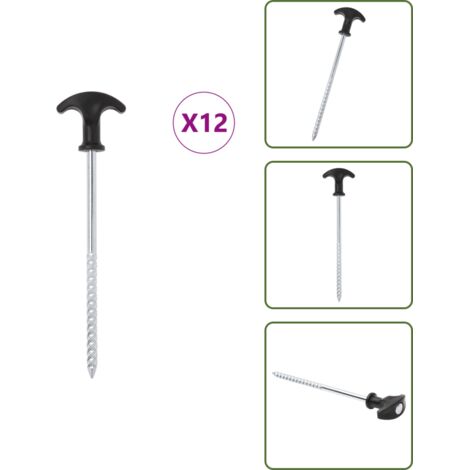 Tenda da sole - vidaXL Picchetti per Tenda 12 pz 20 cm Ø7 mm in Acciaio Zincato - Schermi privacy