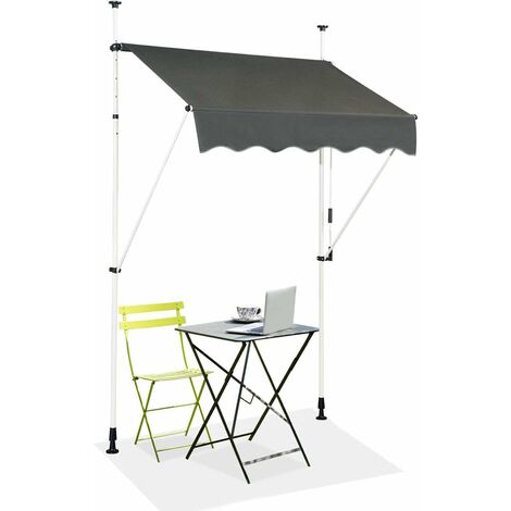 Tenda da Sole,Parasole con Altezza Regolabile, Tenda da Sole per Giardino e Balcone, con Pali di Supporto, Struttura Metallica (1,5x1,2 M, Grigio)