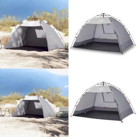 Tenda da Spiaggia 2 Persone Grigio Rilascio Rapido Impermeabile - Ombra per spiaggia - Tenda da campeggio