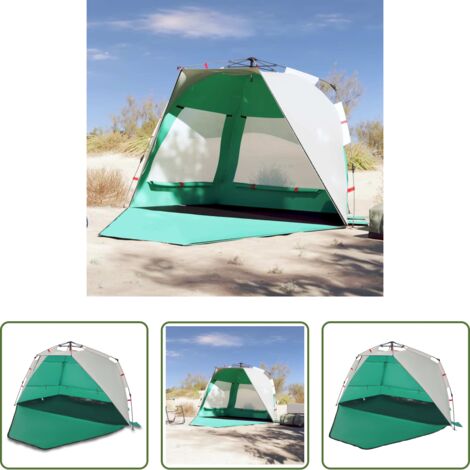 Tenda da spiaggia 3 persone -  Tenda da Spiaggia 3 Persone Verde Rilascio Rapido Impermeabile