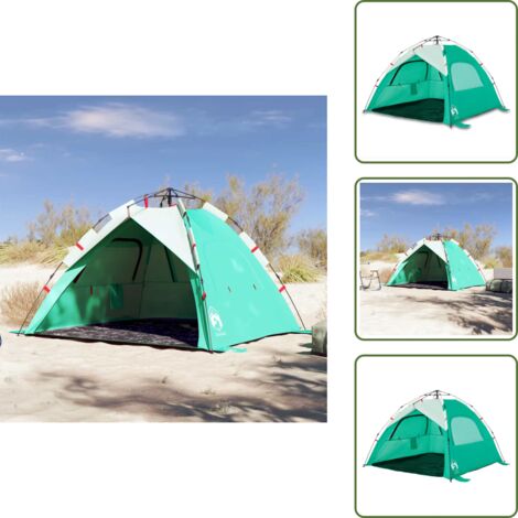 Tenda da spiaggia con ingresso aperto - vidaXL Tenda da Spiaggia 3 Persone Verde Rilascio Rapido Impermeabile - Tenda da spiaggia con sistema a rilascio rapido