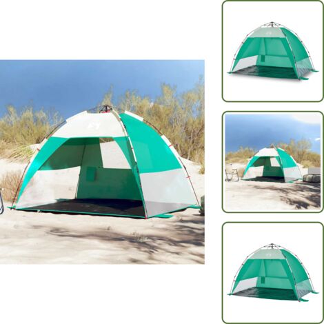 Tenda da spiaggia con sistema a sgancio rapido - vidaXL Tenda da Spiaggia 2 Persone Verde Rilascio Rapido Impermeabile - Tenda da spiaggia con ingresso aperto