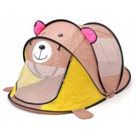 Tenda da spiaggia per bambini, pieghevole, con design a orsacchiotto, 185 x 85 x 100 cm
