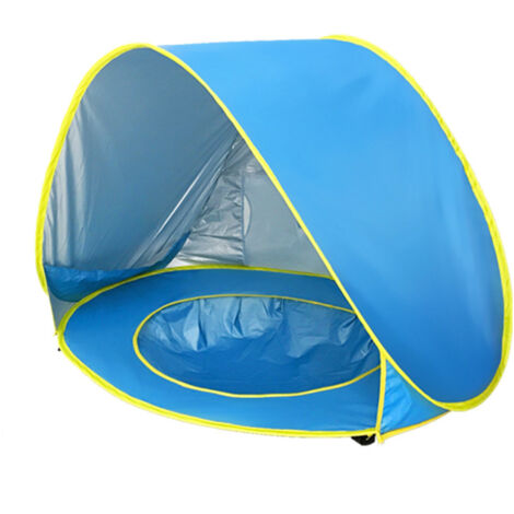 Tenda da spiaggia pop-up con protezione UV, mini piscina, con borsa per il trasporto e picchetti per bambini, picnic, giardino (azzurro)