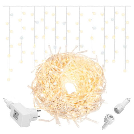 Tenda di luce a led 500 bianco caldo, flash bianco freddo, luci interno-esterno gocce.