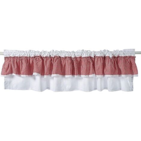 Tenda divisoria per cucina a quadri in cotone con croce, mezza tenda 40x150 cm
