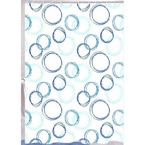 Tenda Doccia in Poliestere impermeabile 180X200 BOLLE BLU MAURER con ganci