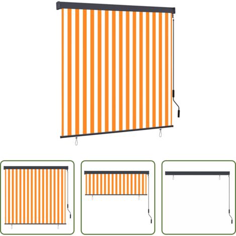Tenda esterna - Tenda a rullo con tende Rigato Bianco e Arancione 180 x 250 cm
