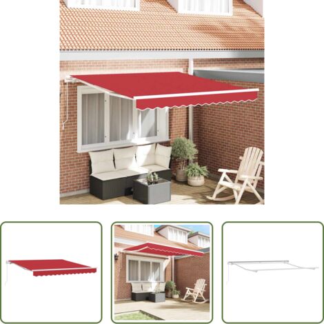 Tenda esterna -  Tenda Retrattile Rosso 350 x 250 cm Poliestere e Alluminio