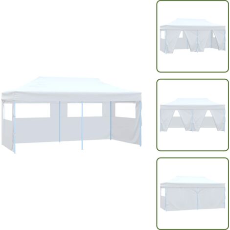 Tenda esterna - vidaXL Gazebo Pieghevole con 4 Pareti 3x6 m Acciaio Bianco - Tenda con 4 pareti