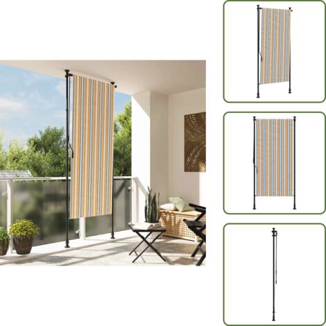 Tenda esterna - vidaXL Tenda a Rullo Esterno Gialla e Bianca 120x270cm Tessuto Acciaio - Tenda per balcone