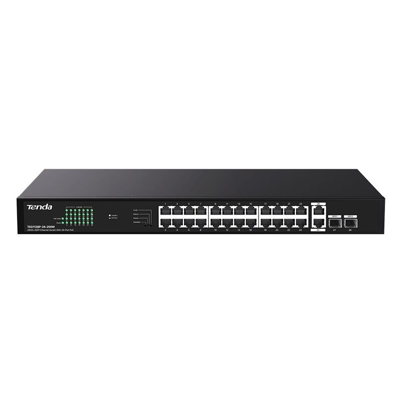 Tenda - Commutateur réseau TEG1128P-24-250W Gigabit Ethernet non géré (10/100/1000) Power over Ethernet (PoE)