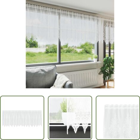 Tenda floreale -  Tenda in Pizzo con tende Floreale Bianco 80 x 400 cm Poliestere