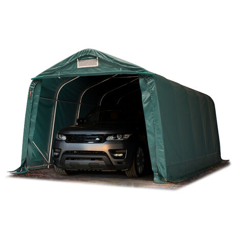 Tenda garage ca. 3,3x6,0 m telo in PRIMEtex 2300 ignifugo color verde scuro