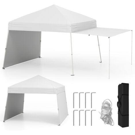Tenda gazebo con pareti laterali convertibili in tenda da sole, Rifugio solare da esterno pieghevole Bianco