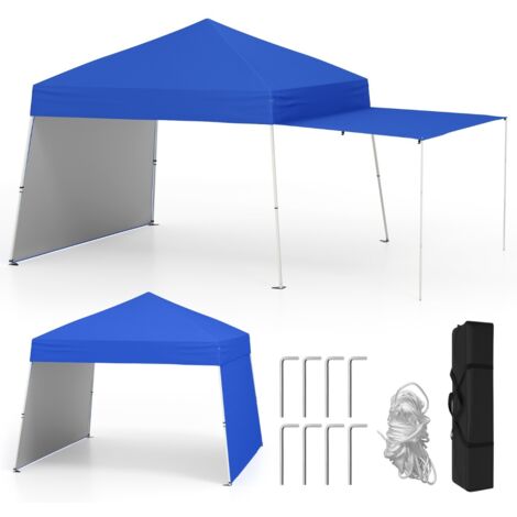 Tenda gazebo con pareti laterali convertibili in tenda da sole, Rifugio solare da esterno pieghevole Blu