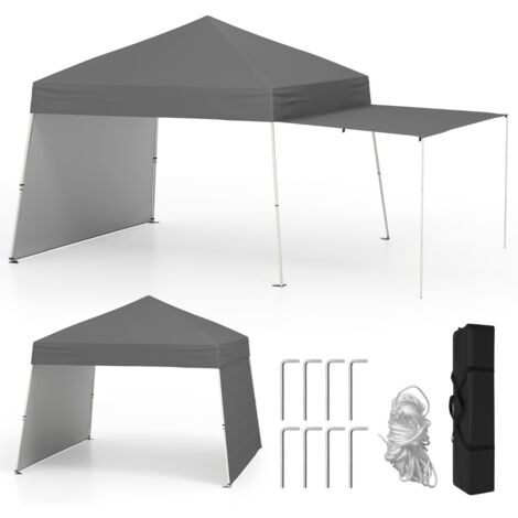 Tenda gazebo con pareti laterali convertibili in tenda da sole, Rifugio solare da esterno pieghevole Grigio