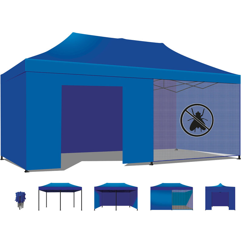 Frankystar - Tenda / Gazebo Per Giardino 3X6 Impermeabile Tendone Pieghevole Per Fiere e Mercati Colore Blu