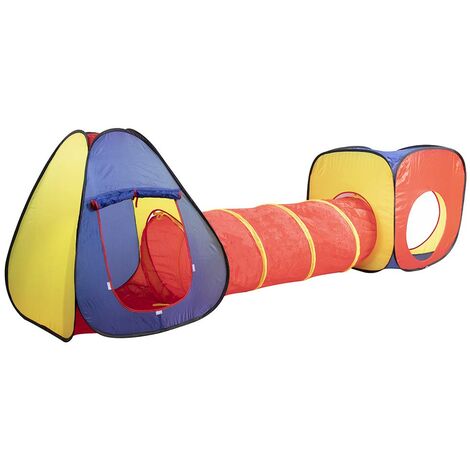Tenda Gioco Parco Giochi con Tunnel Giocattolo Bambini Pop-Up Pieghevole 3pz