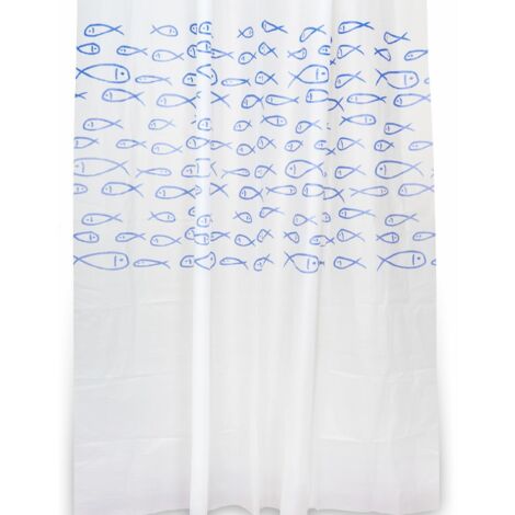 Tenda impermeabile doccia vasca in peva fantasia pesci h 200 con ganci mod. Maui 120 cm