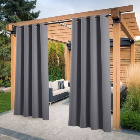 Tenda impermeabile per esterni, isolamento termico, (grigio scuro, 2 pezzi / 132 x 213 cm), tende oscuranti antivento e anti UV adatte per giardini, pergolati, gazebo, balconi, terrazze