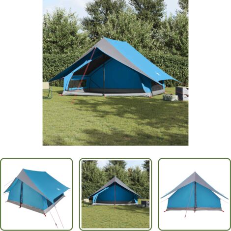 Tenda impermeabile -  Tenda Familiare con tetto Blu e Grigio 315 x 286 x 200 cm