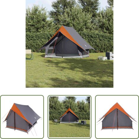 Tenda impermeabile -  Tenda Familiare con tetto Grigio e arancione 315 x 286 x 200 cm