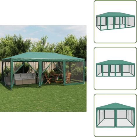 Tenda impermeabile - vidaXL Tenda per Feste con 10 Pareti Laterali in Rete Verde 6x4 m HDPE - Tenda per eventi