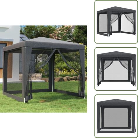 Tenda impermeabile - vidaXL Tenda per Feste con 4 Pareti in Rete Antracite 2,5x2,5 m HDPE - Gazebo in ferro