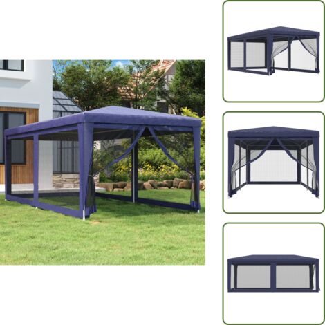 Tenda impermeabile - vidaXL Tenda per Feste con 6 Pareti Laterali in Rete Blu 3x6 m HDPE - Gazebo in HDPE