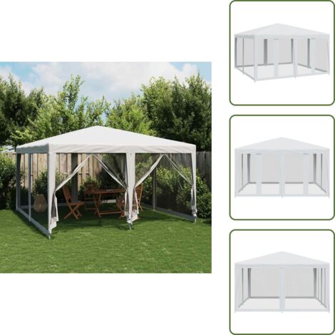 Tenda impermeabile - vidaXL Tenda per Feste con 8 Pareti Laterali in Rete Bianco 4x4 m HDPE - Tenda con rete