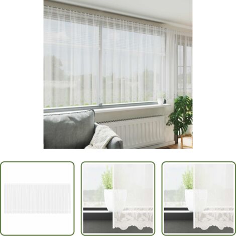 Tenda in poliestere -  Tenda in Pizzo con tende Bianco 160 x 600 cm Poliestere