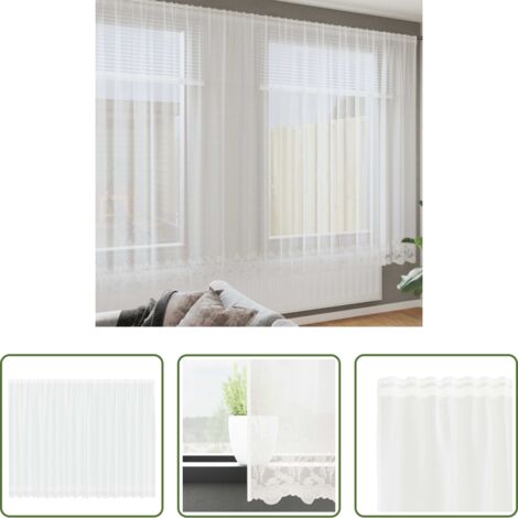 Tenda in poliestere -  Tenda in Pizzo con tende Bianco 220 x 500 cm Poliestere