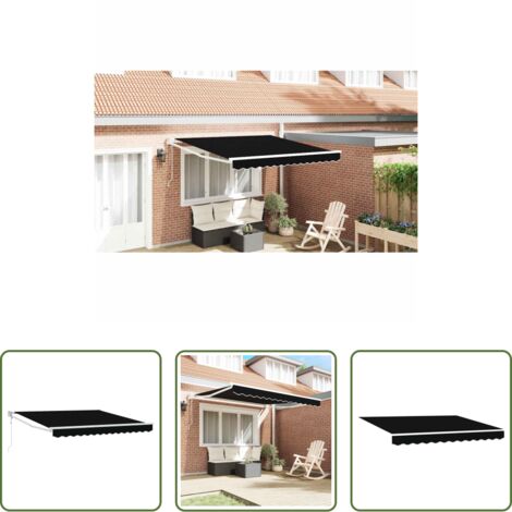 Tenda in poliestere -  Tenda Retrattile Nero 350 x 250 cm Tessuto