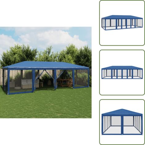 Tenda in rete - vidaXL Tenda per Feste con 12 Pareti Laterali in Rete Blu 8x4 m HDPE - Tenda in HDPE